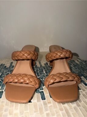 Braided Double-Strap Slide Sandals - Tan